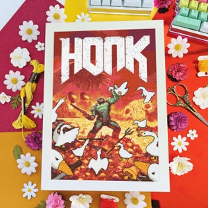 Honk: Geese in Hell Pattern - Modern Funny Gaming Cross Stitch - Digital PDF, Instant Download