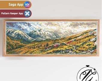 Fellowship of the Ring Pattern - Modern Landscape Cross Stitch - Digital PDF, Instant Download