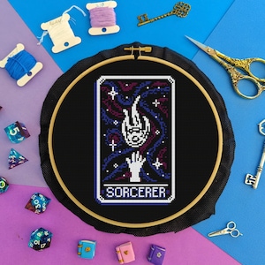 DnD Sorcerer Class Tarot Pattern - Gift Tabletop 5e Cross Stitch - PDF digital, download instantâneo
