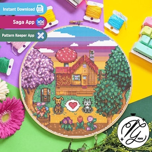 Stardew Valley Home Patroon - Gezellig spel Cross Stitch - Digitale PDF, Instant Download