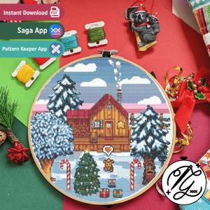 Stardew Valley Kerstpatroon - Gezellig spel Cross Stitch - Digitale PDF, Instant Download