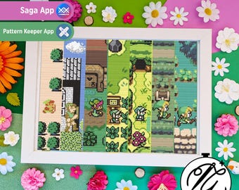 Zelda Slices of History Pattern - Modern Cosy Game Cross Stitch - Digital PDF, Instant Download