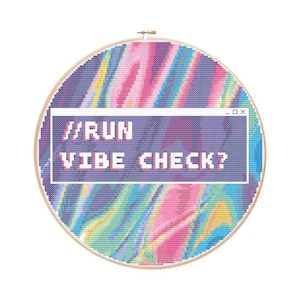 Psychedelic Vibe Check Rainbow Pattern - Modern Colourful Cross Stitch - Digital PDF, Instant Download