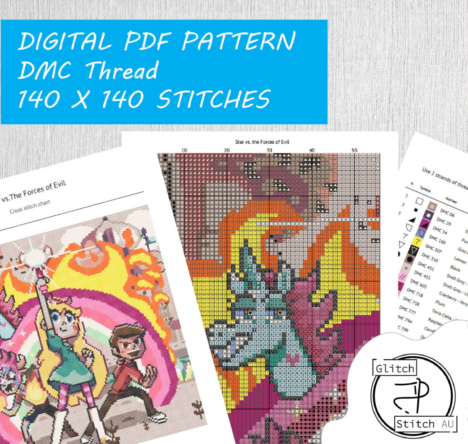 Star Vs. the Forces of Evil Pattern - Modern Colourful Cross Stitch ...
