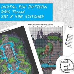 Magic Forest Pattern - Modern Colourful Cross Stitch - Digital PDF ...