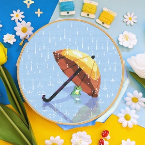 Perfect Weather for Frogs Pattern - Cosy Cross Stitch - Digital PDF, Instant Download