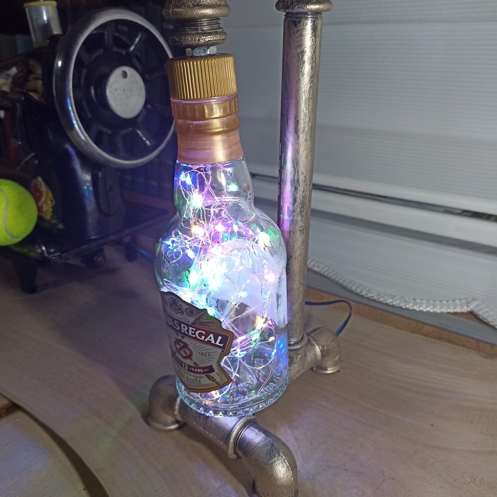 Whiskey Bottle Lamp Made of Water Pipes. Fairy Lamp With 1.5 Volt ...