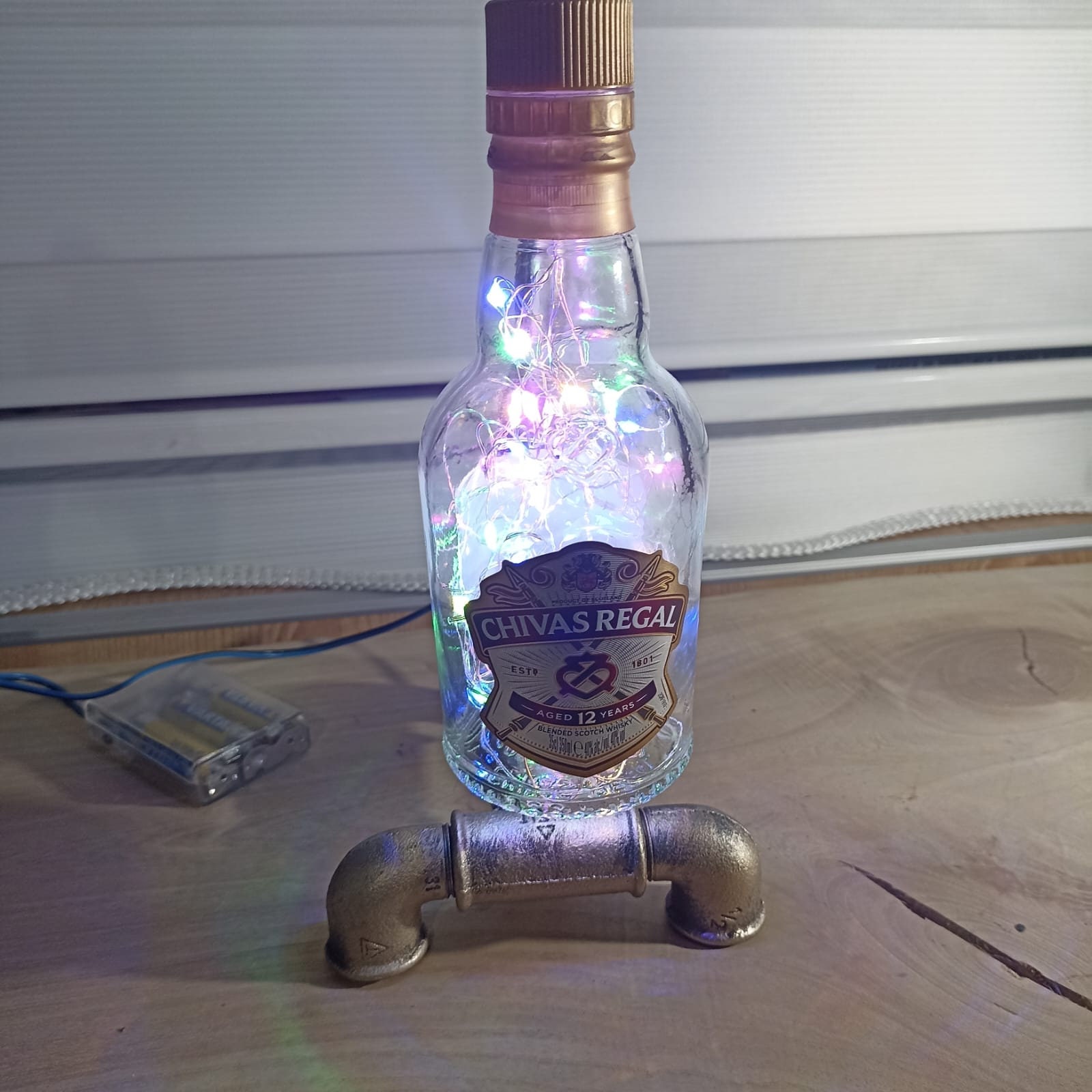 Whiskey Bottle Lamp Made of Water Pipes. Fairy Lamp With 1.5 Volt ...