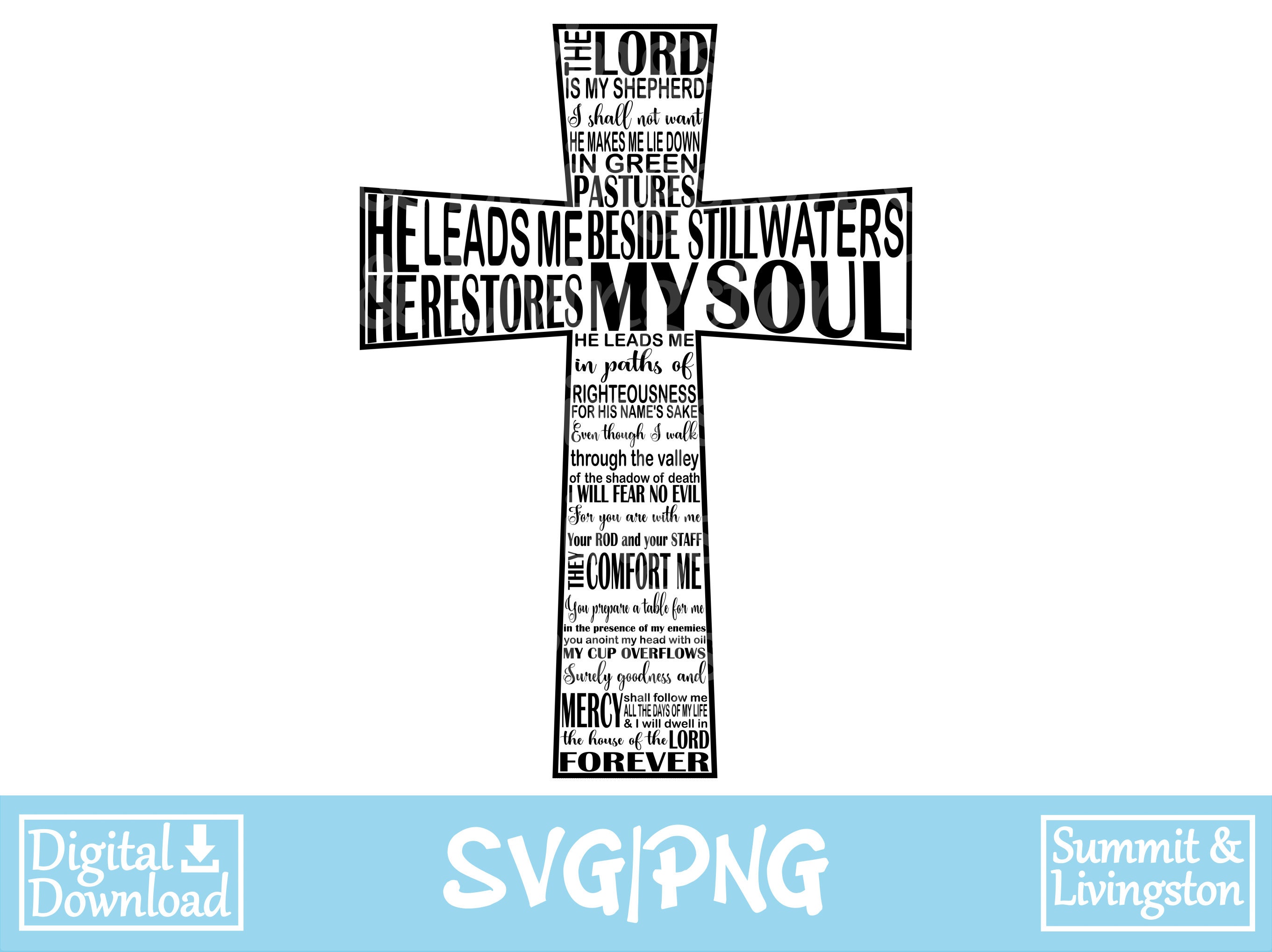 Salmos 23 Cross SVG PNG JPG