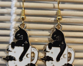 Coffee Luna Cat Cafe Moon Mug Earrings