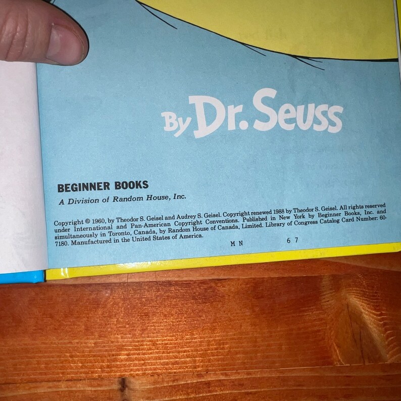 Vintage 1960s one Fish Two Fish Red Fish Blue Fish by Dr. Suess