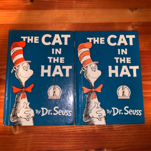 Vintage 1957 & 1967 "The Cat In The Hat" by Dr. Seuss Beginner Books, Grolier Book Club Edition, Random House New York, Children's Book