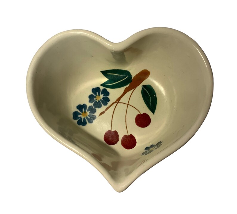 Vintage Chaparral Pottery Heart Baking Dish/bowl Cream White Cherry