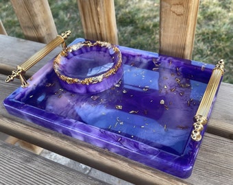 Resin rolling tray with handles, Custom Marble Resin Rolling Tray Set, Custom Resin Rolling Tray, Ash Tray Matching Set, Decorative Ash Tray