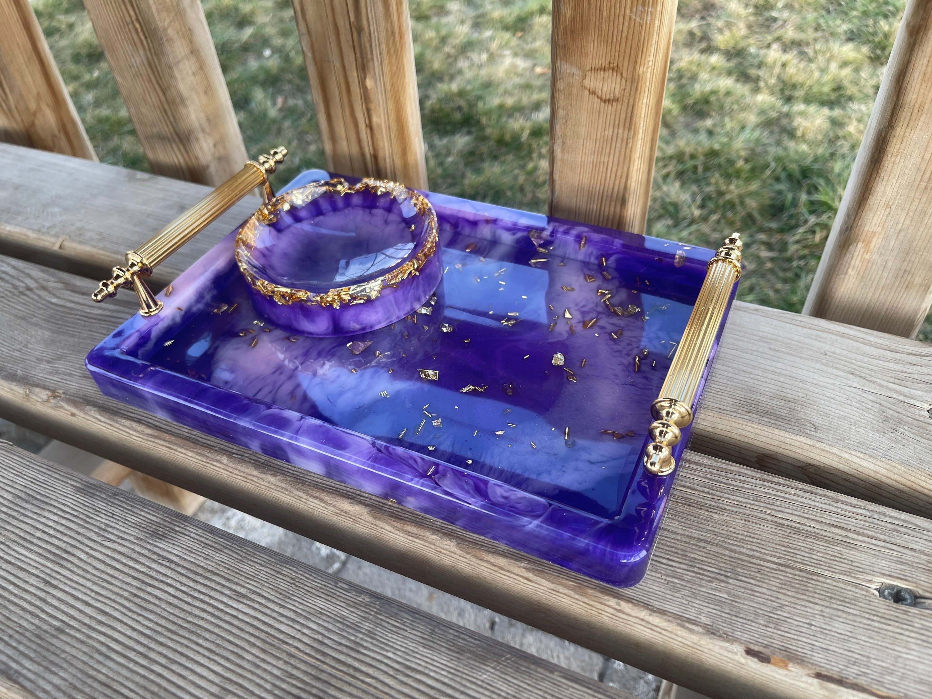 Other, Custom Gold Glitter Rolling Tray Set