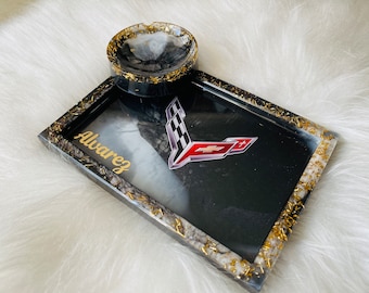 Custom Logo Marble Resin Rolling Tray Set, Custom Resin Rolling Tray, Ash Tray Matching Set, Decorative Tray, Jewelry Tray