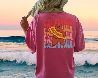 California Graphic Shirt, California Bear Tee, CA T-Shirt, Bright Shirt, Women's Tee, Retro, Boho Top, West Coast, Unisex Shirt, Los Angeles