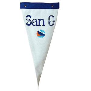 Vintage Inspired &quot;SANO&quot; SAN ONOFRE Canvas Surf Flag Pennant