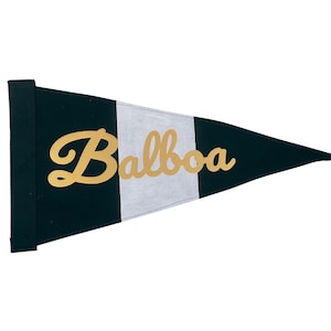 Vintage Inspired BALBOA Beach California Canvas Surf Flag Pennant