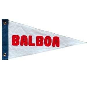 Vintage Inspired BALBOA Beach California Canvas Surf Flag Pennant
