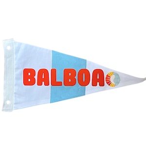 Vintage Inspired BALBOA Beach Newport Beach Canvas Surf Flag Pennant