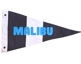 Vintage Inspired MALIBU Canvas Surf Flag Pennant