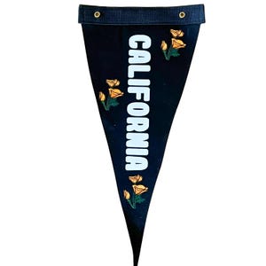 Vintage Inspired CALIFORNIA poppy Canvas Camp Flag Pennant