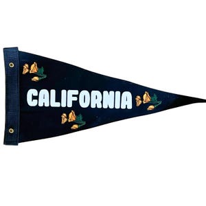 Vintage Inspired CALIFORNIA poppy Canvas Camp Flag Pennant