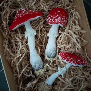 Home decor - Mushroom decor - Mushroom fabric - Cottagecore decor - Gift for her -Christmas ornaments - Holiday ornament - Textile mushrooms