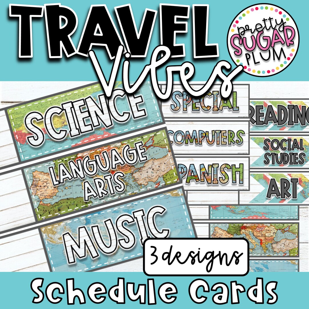 Travel Vibes Schedule Cards editableclassroom Decor Travel Etsy
