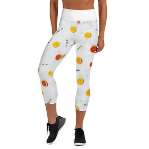 Capri Length Wide waist band leggings with Yoga stitch