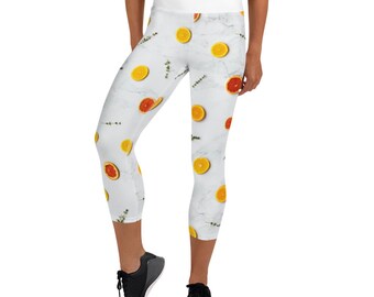 Capri Länge Breite Taillenband Leggings mit Yogastich