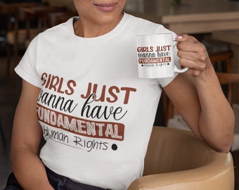 Las niñas solo quieren tener camisa de derechos humanos fundamentales, camisetas de feminismo, camisa de derechos para mujeres, camisas de mujeres arriba, fundamentales, derechos de las mujeres