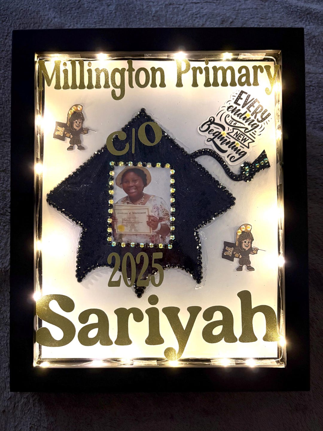 Shadow Box Frame Grad Personalized Graduation Shadow Box With Lights Custom Senior Keepsake ...