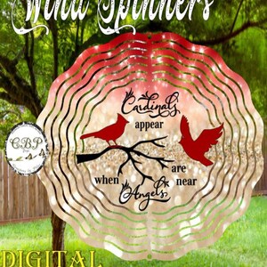 Wind Spinner Sublimation Design Red Cardinals aparecem Anjos perto do download PNG