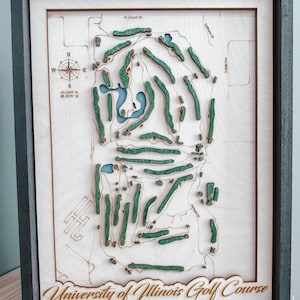 Personalisierte 3D Golf Club Karte - Landkarte Laser Cut | Personalisiertes Golf Geschenk für Ihn | Jeder Kurs verfügbar