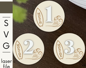 Surf Wave Baby Milestone Rounds: Photo Prop SVG File