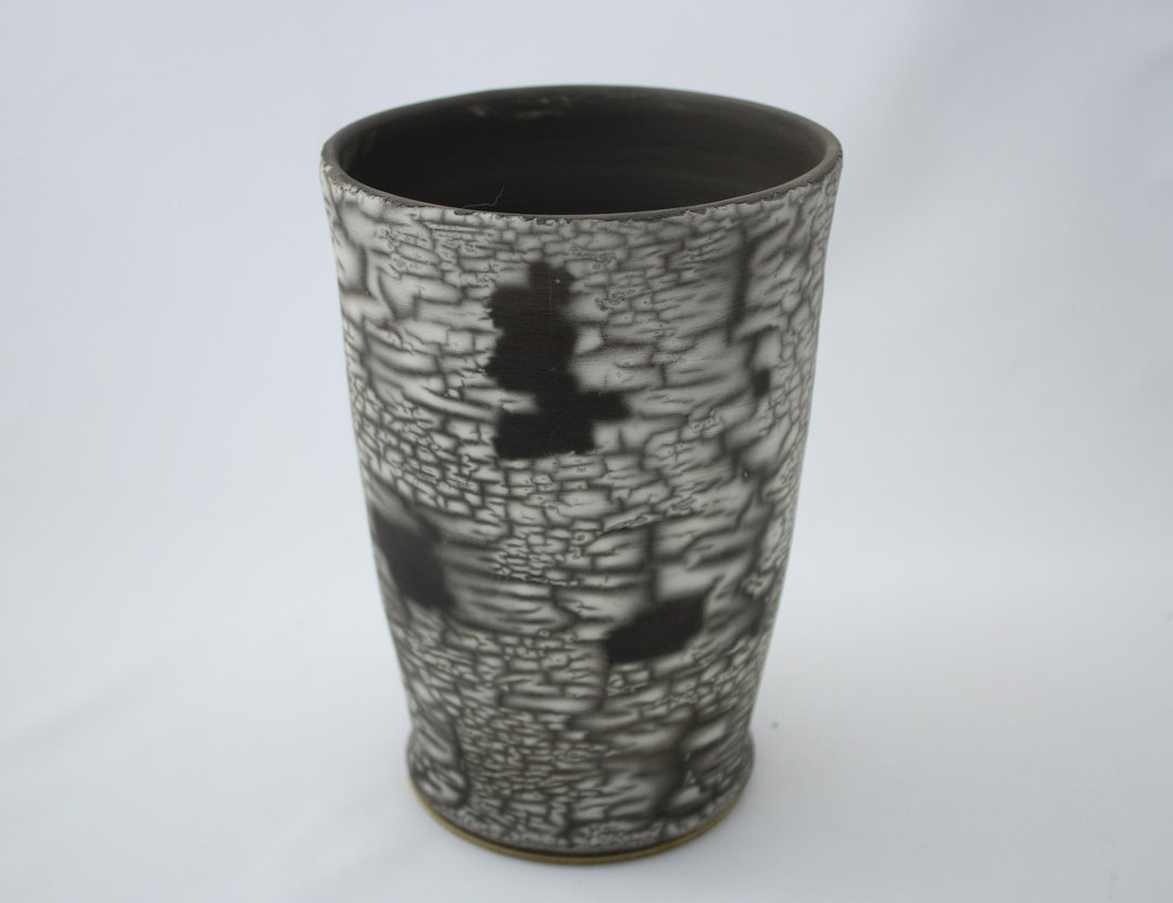 Wonderful Black and White Raku Vase Etsy