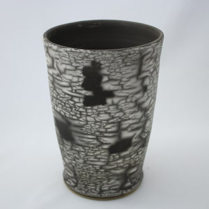 Wonderful black and White raku vase