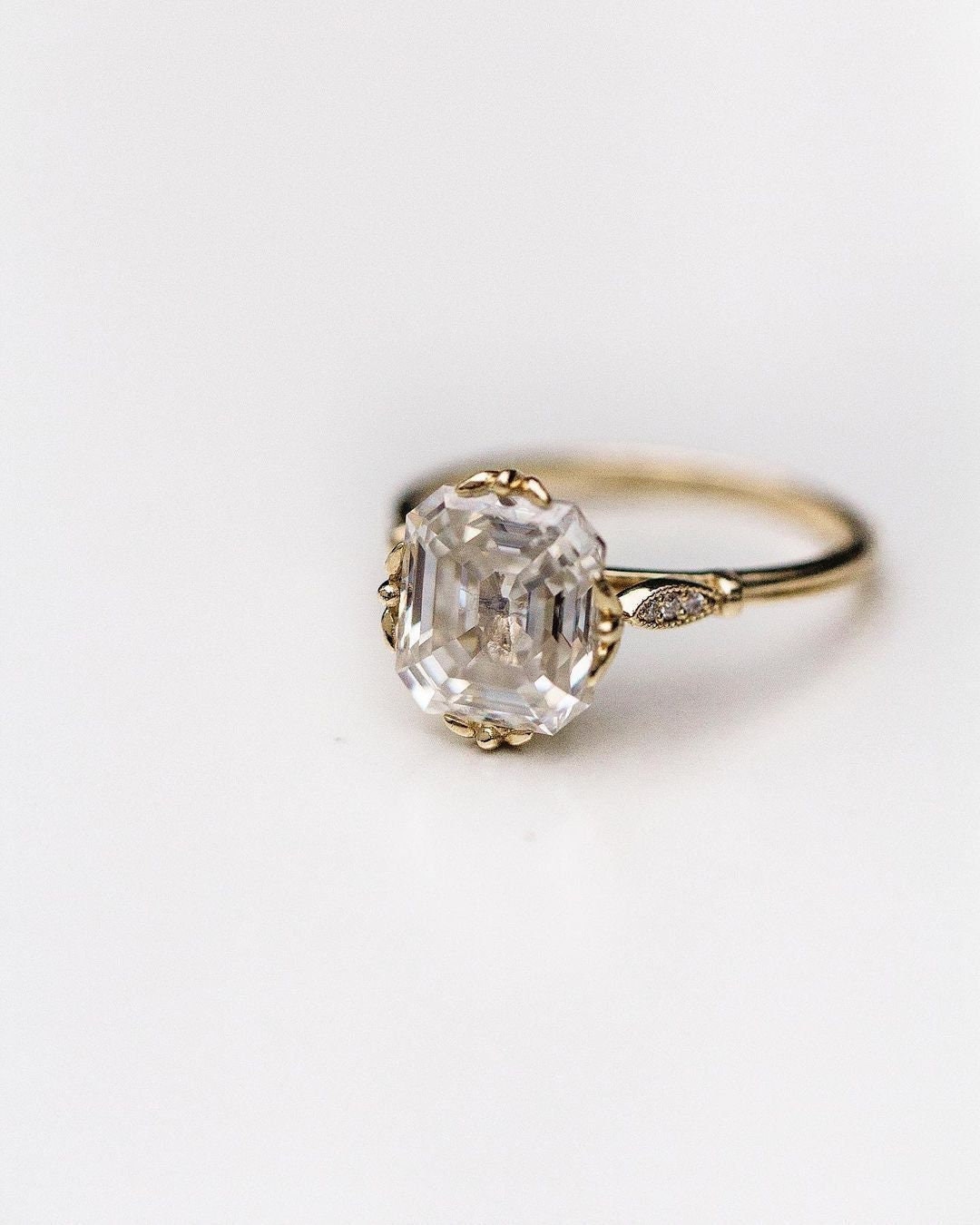 2.75 CT Asscher Cut Lab Grown Engagement Ring 14k Solid Gold - Etsy
