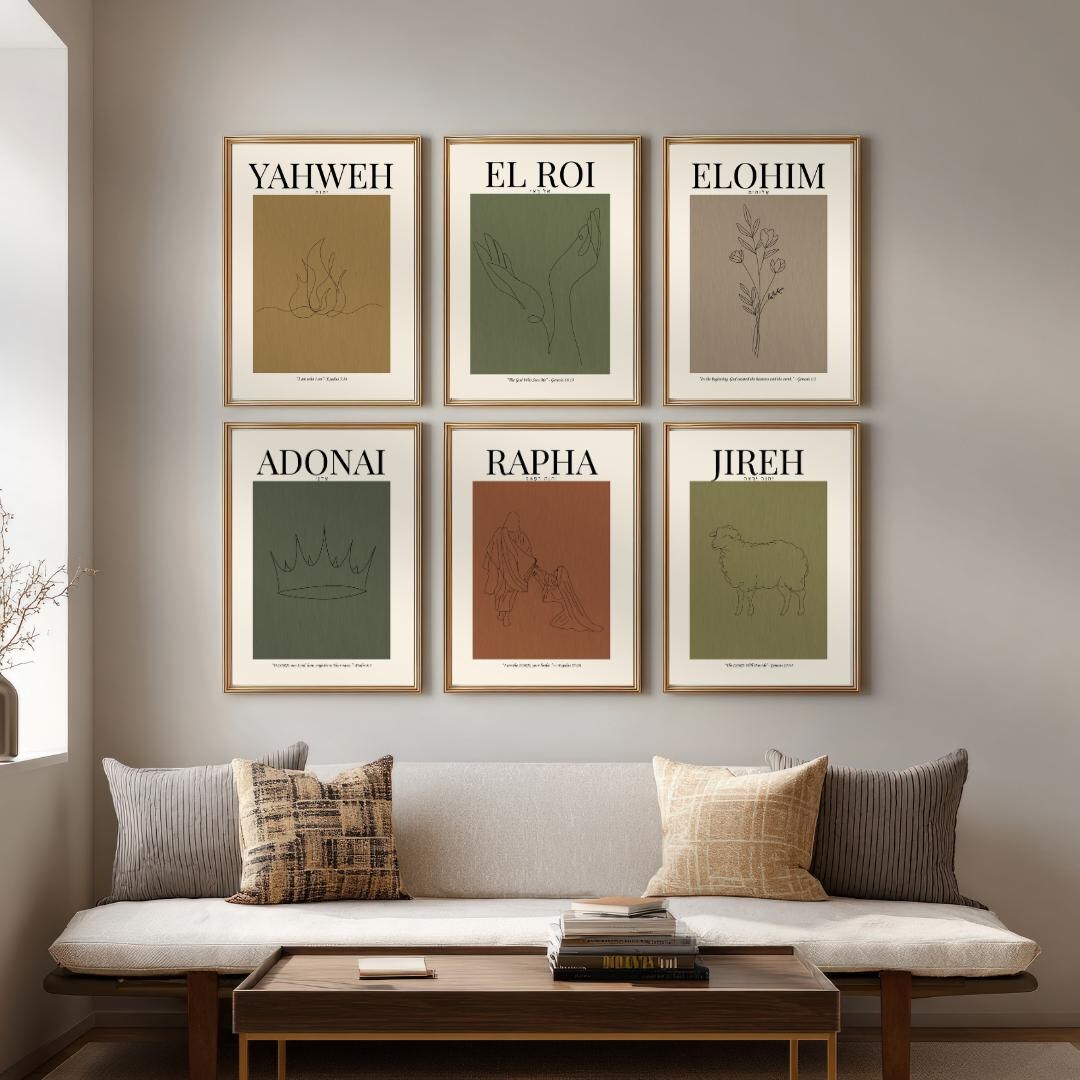 Hebrew Names of God Wall Art | Christian Print Set (digital Download ...