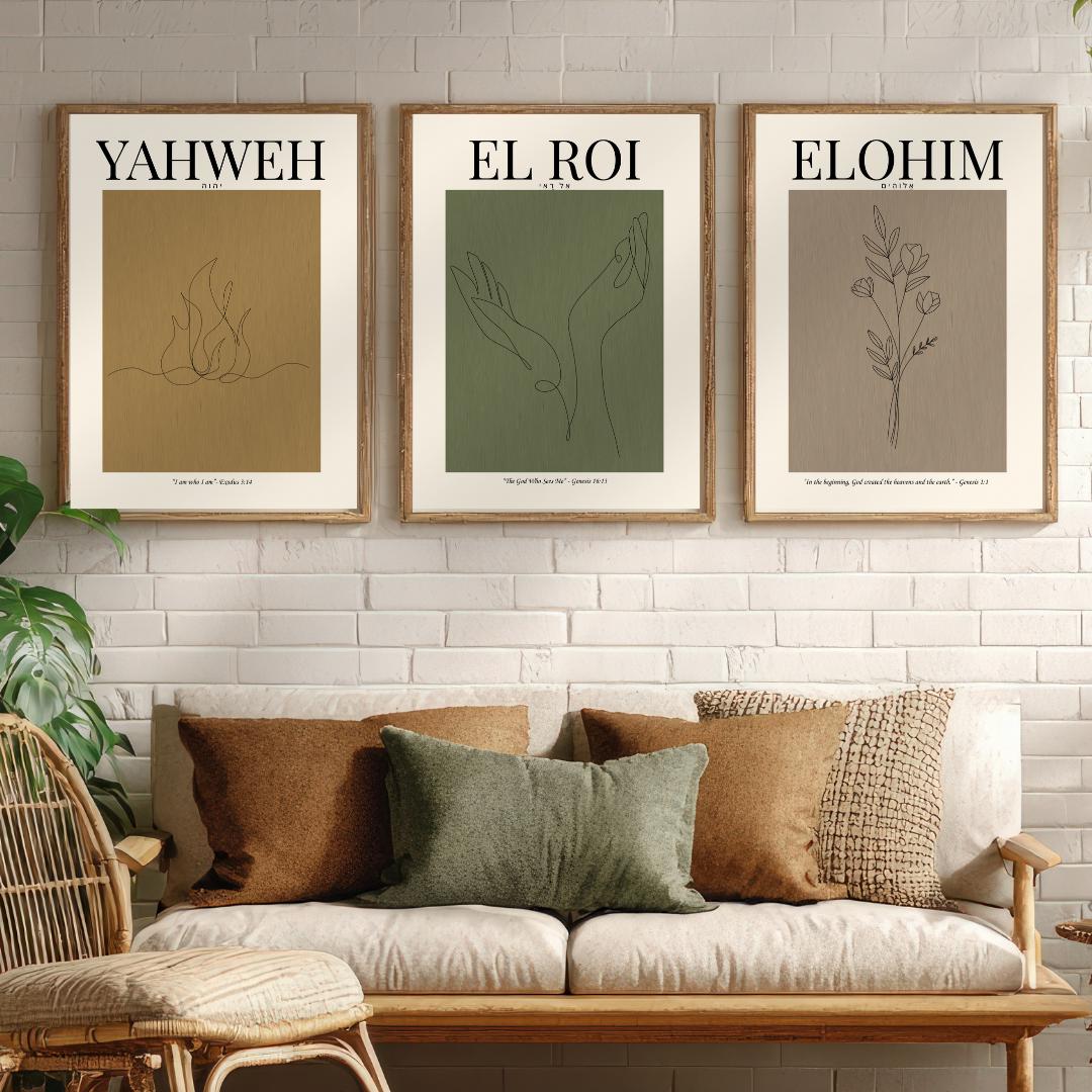 Hebrew Names of God Wall Art | Christian Print Set (digital Download ...