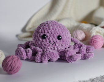 Handmade Crochet Mini Octopus Plushie, Cute Soft Amigurumi Toy, Purple Octopus Gift for Baby, Perfect Christmas Gift for Kids, Newborn Gift