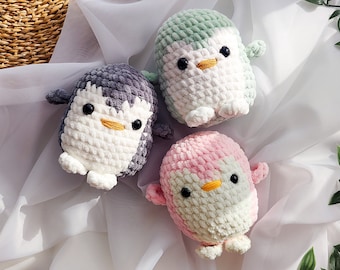 Handmade Crochet Penguin Toy, Soft Amigurumi Penguin Plush, Colorful Baby Penguin Plushies, Crochet Penguin for Newborn, Baby Shower Gift