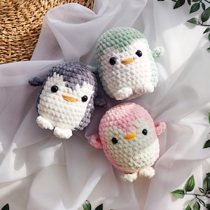 Handmade Crochet Penguin Toy, Soft Amigurumi Penguin Plush, Colorful Baby Penguin Plushies, Crochet Penguin for Newborn, Baby Shower Gift