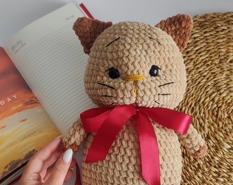 Handmade Crochet Kitty Plush Toy, Perfect Gift for Cat Lovers, Custom Gift for kids, Crochet cat plushies, perfect gift for Christmas box