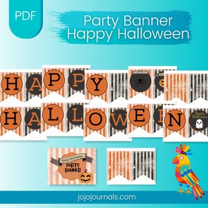 Halloween Banner Printable – &quot;Happy Halloween&quot; Black & Orange Bunting, DIY Party Decoration PDF, Instant Download