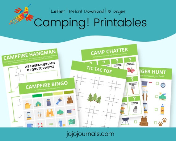 Camping Activity Printables US Letter Just Download and - Etsy