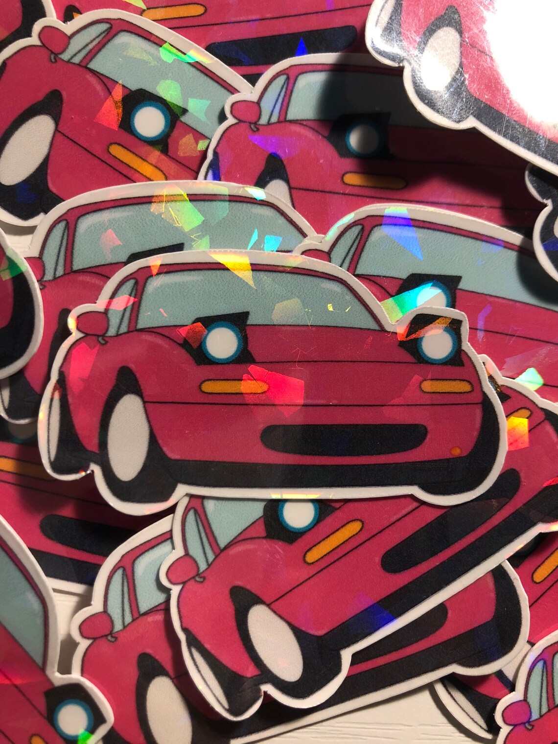 Cute Pink Holographic Miata Sticker/ Kawaii Sticker/ Car Etsy