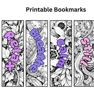 Wydrukowalne zakładki do kolorowania, wzory zentangle relaksujące i uważności, natychmiastowe pobieranie, podnosząca na duchu aktywność słowna, narzędzie do medytacji